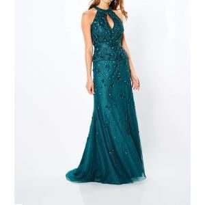 NEW LA VALETTA keyhole neck peplum dress in spruce